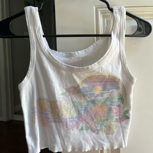 Billabong White Tank Top with Colorful Graphic